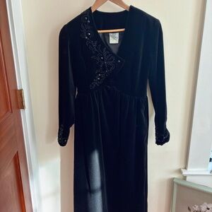 Vintage Laura Ashley Black Velvet Dress - Size 6 - Very good condition